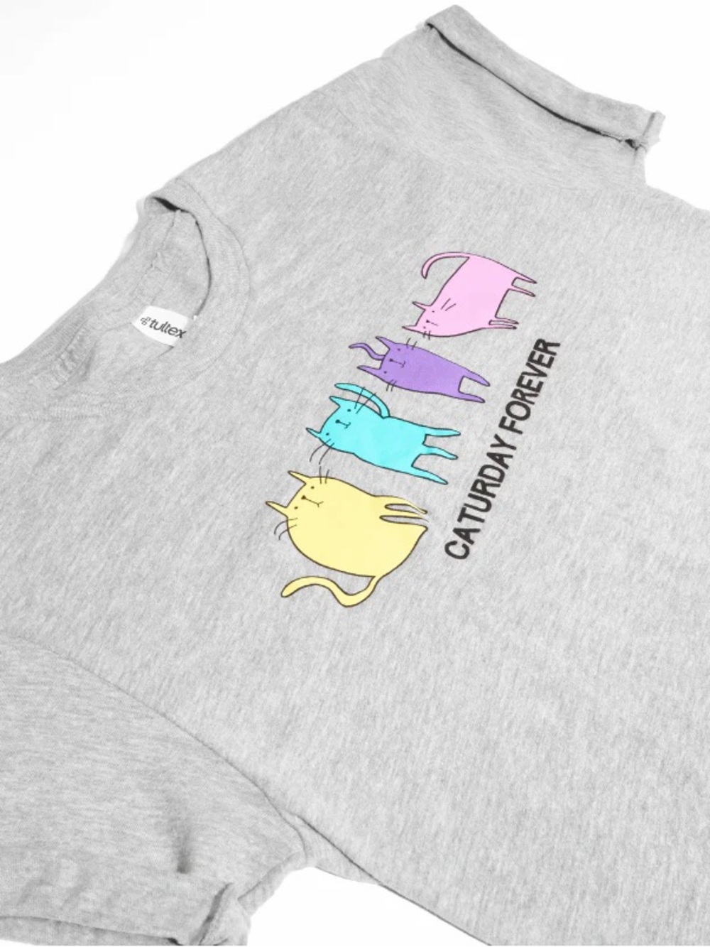 Tultex Gray Cat Graphic Tee